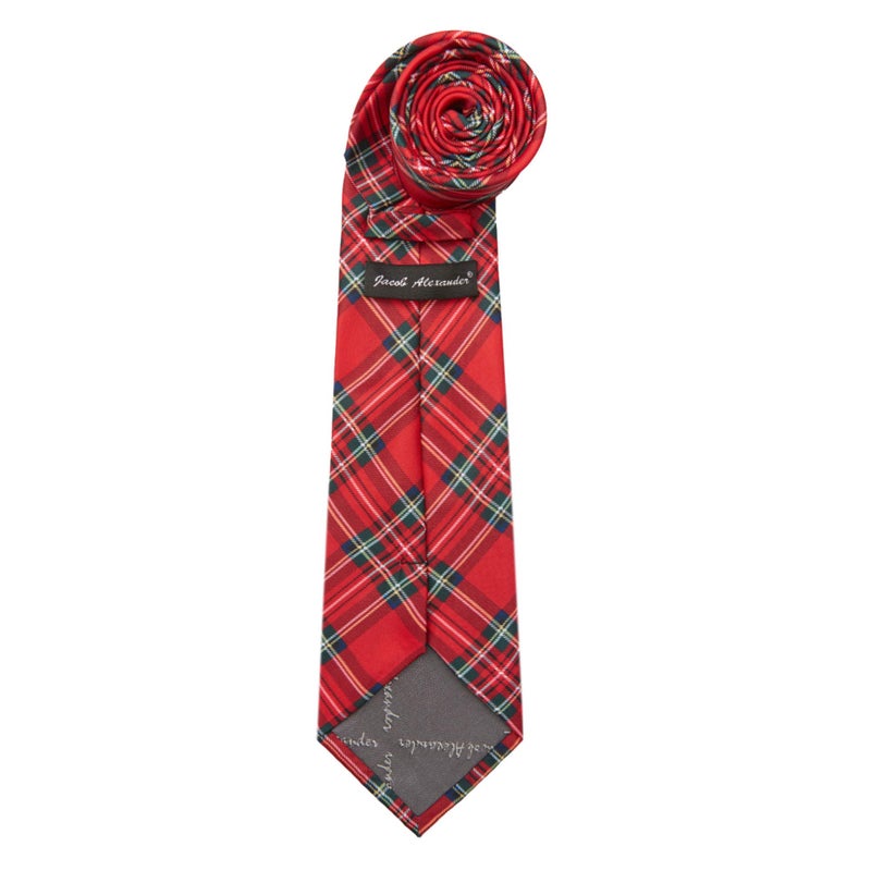 Jacob Alexander Royal Stewart Red Plaid Men's Regular Neck Tie - Image 3